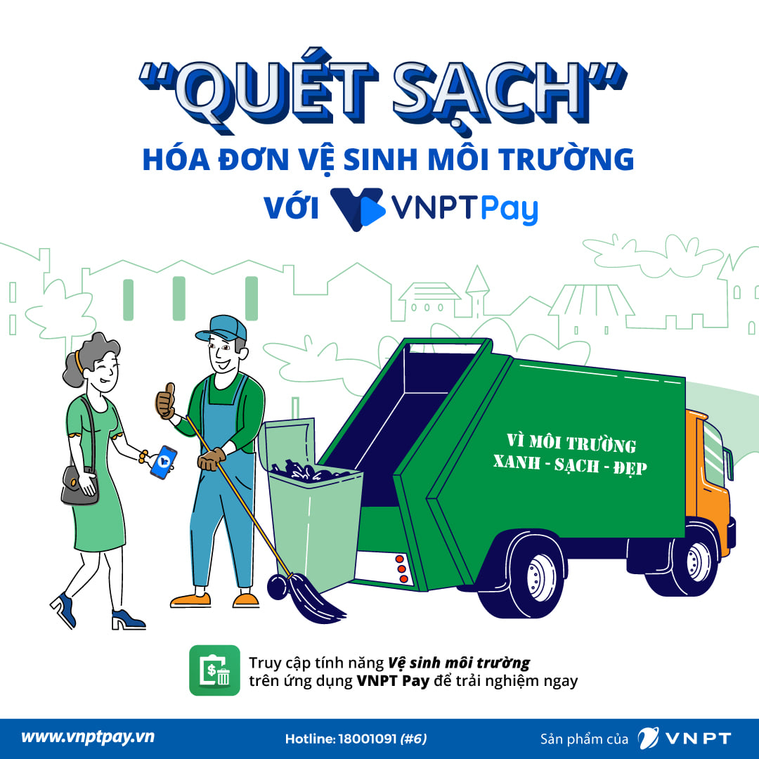 Thanh toán "Tiền dịch vụ vệ sinh môi trường" qua ví điện tử VNPT Pay và MOMO Pay