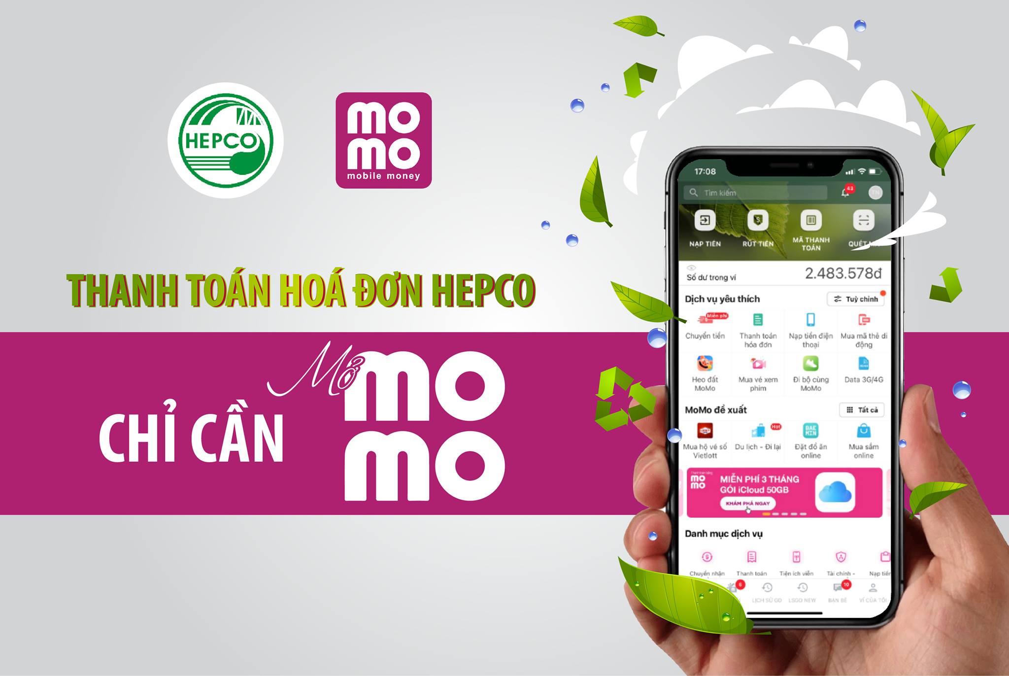 Thanh toán hóa đơn Vệ sinh môi trường với MOMO